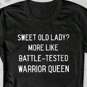 NWOT Black Graphic Tee with Warrior Queen Text